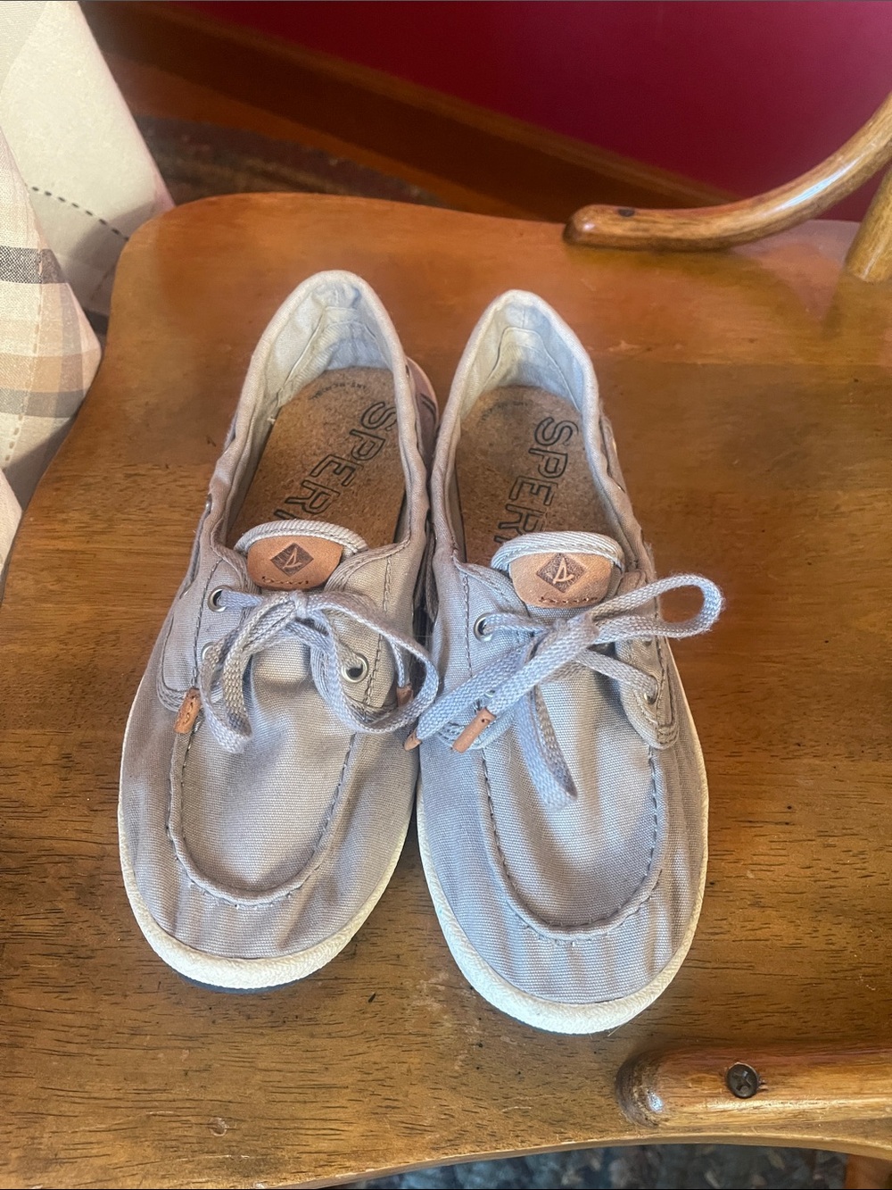 Sperry Women's Light Gray Canvas Boat Shoes